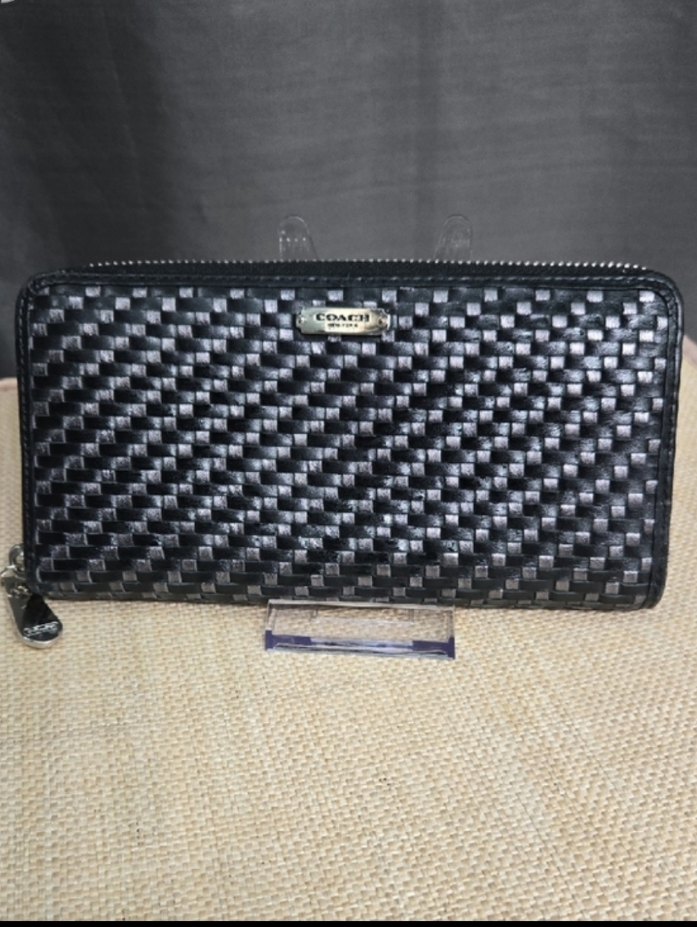 Coach Black Woven Zip-Around Wallet